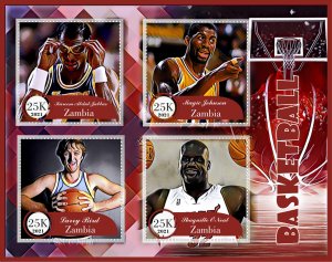 Stamps.Sports. Basketball 2021 year 1+1 sheets perf Zambia