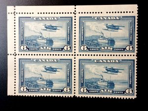 Canadian Airmail Stamp group Cat# C6 Block of 4 MNH
