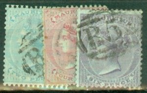 JH: Mauritius 32-7, 39-42 plus color varieties used CV $368.50; scan shows a few