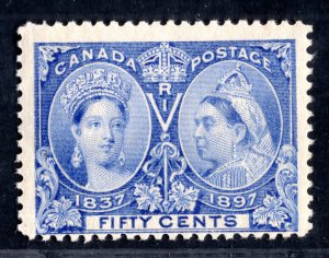 CANADA 1897 JUBILEE 50 CENTS SCOTT #60 MINT NEVER HINGED CATALOG VALUE $775