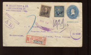 PUERTO RICO 212-213 on U14 Uprated Reg Cover Batavia Dutch East Indies (JAKARTA)