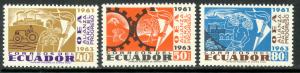 ECUADOR 1964 ALLIANCE FOR PROGRESS Set Scott Nos. 715-717 MNH