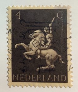 Netherlands 1943 Scott 250 used - 4c, Germanic symbols,  Horseman