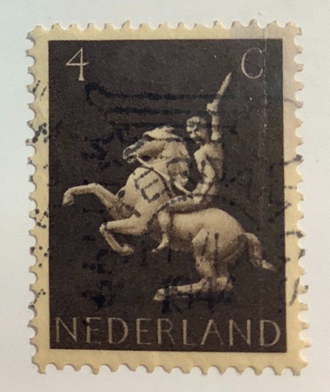 Netherlands 1943 Scott 250 used - 4c, Germanic symbols,  Horseman
