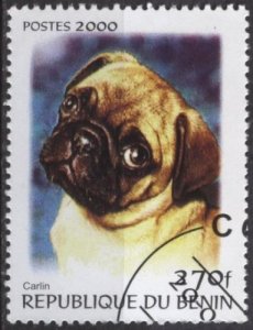 Benin unlisted (used cto) 270f dogs: pug (carlin) (2000)