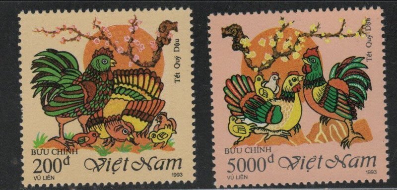 Vietnam 1993 Year of Rooster Zodiac New Sc 2427-2428 MNH A3061
