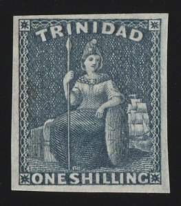 TRINIDAD 1859 Britannia 1/- indigo, imperf, no wmk.