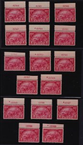 1924 Huguenot Walloon Sc 615 MNH-MHR OG set 16 all plate numbers CV $208