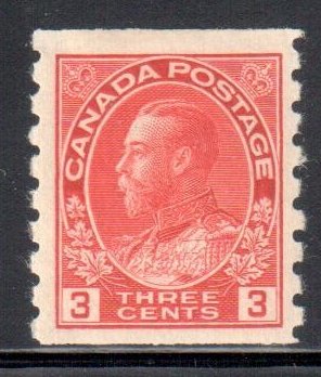 Canada #130 VF MINT LH Coil Single C$100.00 -- Wet Printing