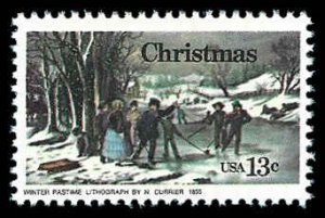 PCBstamps   US #1703 13c Christmas-Winter Pastime, MNH, (15)