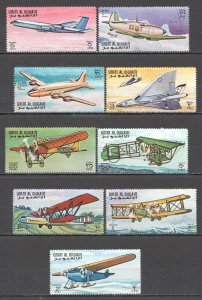 YA021 1968 Umm Al Qiwain Transport Aviation #296-304 Set Mnh