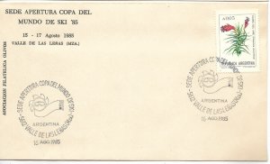 ARGENTINA 1985 SKI WORLD CUP OPENING LAS LEÑAS MENDOZA SKIING COVER & POSTMARK