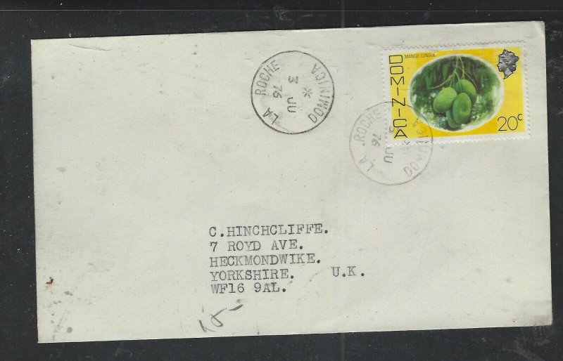 DOMINICA COVER (P1902B) 1976 QEII 20C  LA ROCHE  TO ENGLAND