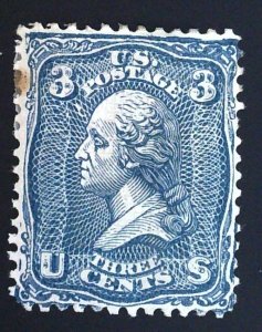 Scott #79-E25k - 3c Blue - Lithographic Essay - HR - Grill Points Down