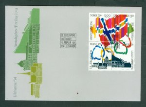 Norway. 1994 FDC. Cachet. Lillehammer Olympic Games. 4-Block Scott# 1053-1056.