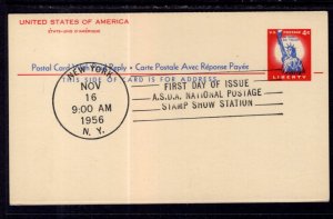 US UY16 Statue of Liberty Postal Reply Card U/A FDC ASDA Cancel