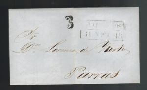 1846 San Luis Potosi Mexico Stampless Letter sheet Cover to Parras