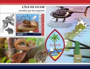 Central Africa - 2022 Guam Invaded by Snakes - Stamp Souvenir Sheet - CA220237b