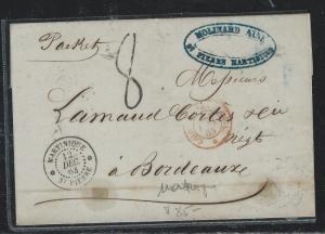 MARTINIQUE  (PP2709B) 1864 STAMPLESS ST. PIERRE MARTINIQUE TO FRANCE