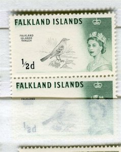 FALKLANDS; 1960s early QEII Pictorial Birds issue fine Mint hinged 1/2d. Pair