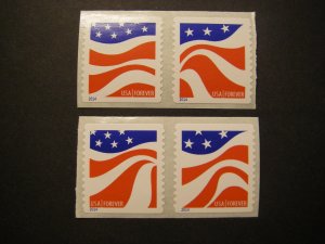 Scott 4894 - 4897 or 4897a, Forever Waving Flags, 4 diff design singles, MNH