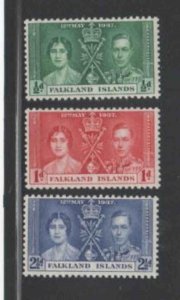 FALKLAND ISLANDS #81-83 1937 CORONATION ISSUE MINT VF NH O.G aa