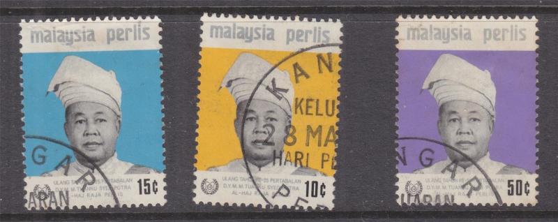 PERLIS, MALAYSIA, 1971 Raja Syed Putra set of 3, used.