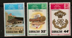 GIBRALTAR SG582/4 1987 ROYAL ENGINEERS ROYL WARRANT MNH