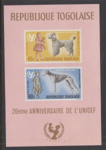 Togo C64a Dogs Souvenir Sheet NH VF