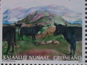​GREENLAND 2012-SC# 619 AGRICULTURE-CATTLE-MNH IMPRINT PLATE BLOCK VERY FINE