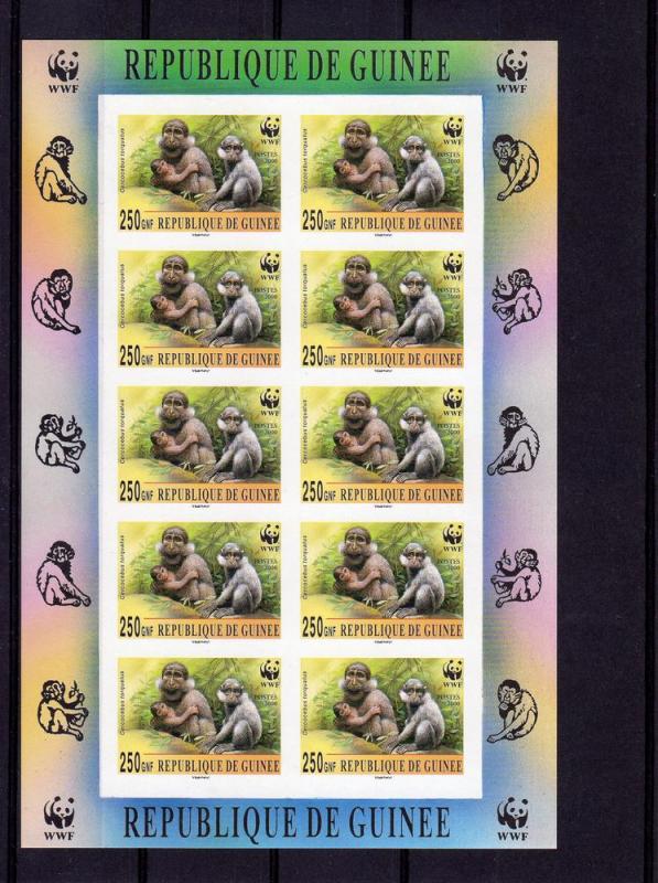 Guinea 2000 WWF Mangabey & Baboon 4 Sheetlets Imperforated  MNH #275
