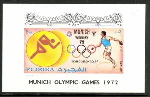 FUJEIRA 1972 MUNICH OLYMPICS DISCUS WINNERS Souvenir Sheet Mi BLK167B MNH