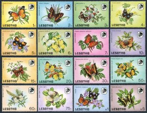 Lesotho 421-436, MNH. Michel 442-457. Butterflies and Flowers, 1984.