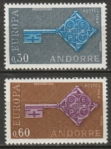 Andorra French 1968 Sc 182-3 set MNH**