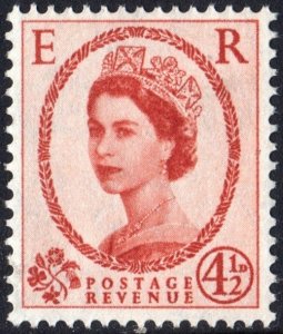 Great Britain #360a 4½d Queen Elizabeth II: Graphite Lines Single (1959) MNH