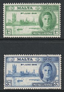 Malta Scott 206/207 - SG232/233, 1946 Victory Set MH*