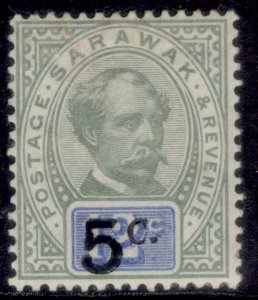 SARAWAK QV SG25, 5c on 12c green & blue (with stop after C), M MINT. Cat £42.