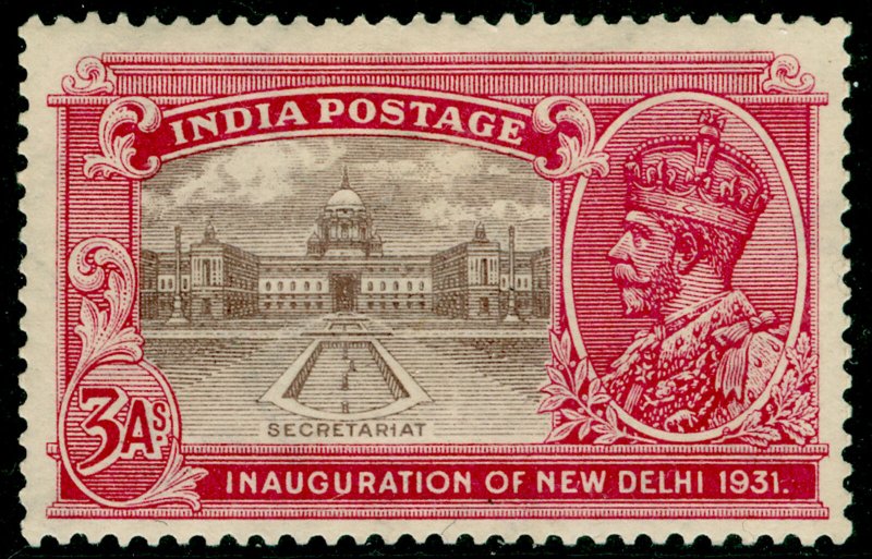 INDIA SG230, 3a chocolate & carmine, M MINT.