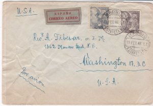 spain  1948 airmail stamps cover ref 19328