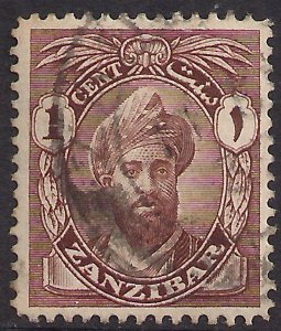 Zanzibar 1926 - 27 KGV 1ct Brown Sultan Khalifa Bin Harub used SG 299 ( C454 )