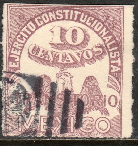 MEXICO 350, 10¢ EJERCITO REVOLUTIONARY ISSUE WITHOUT CUPON. USED. F-VF. (908)