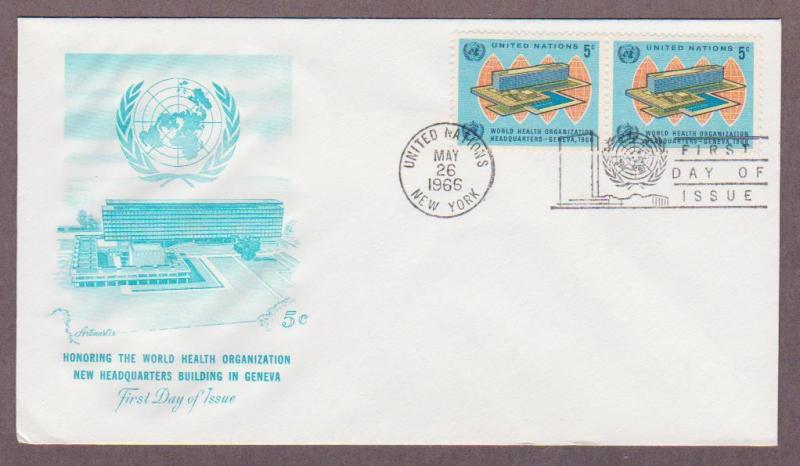 UN # 156 , WHO Headquarters Pair on Artmaster FDC - I Combine S/H