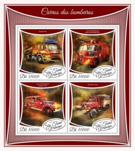 St Thomas - 2017 Fire Engines - 4 Stamp Sheet - ST17518a