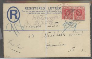 Nigeria  1920 sent from Kaduna, 1920 Liverpool transit on reverse
