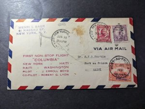 1933 USA Haiti Dual Franked Airmail First Flight Cover FFC NY to Port Au Prince