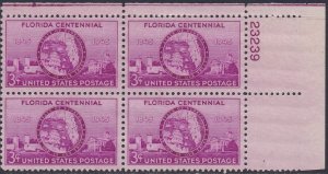 927  Florida Statehood Plate Block MNH