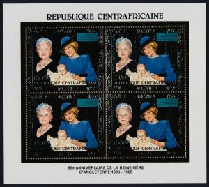 Central Africa Gold Foil m/s MNH Queen Mother 85th Birthday