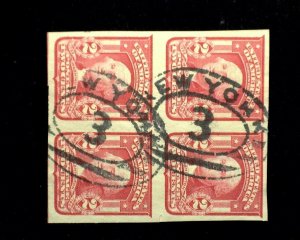 HS&C: Scott #320 Choice used block of four. Used XF US Stamp