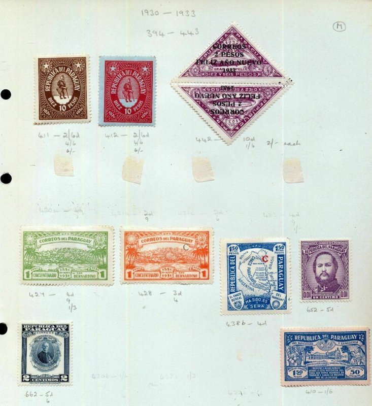 PARAGUAY 1880s/1940s M&U on Pages Incl.Aviation Apx 110 Items H00707