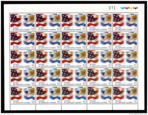 2017 URUGUAY AND USA FLAGS COOPERATION FRIENDSHIP STARS SUN MNH FULL SHEET + ...